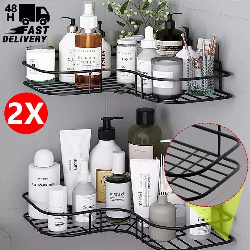 2PCS Corner Shower Caddy Bathroom Storage Shelf Rack Basket Organiser Tidy Tray 1