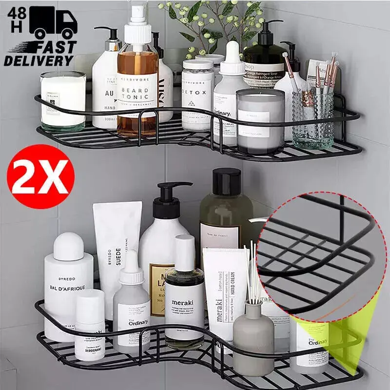 2PCS Corner Shower Caddy Bathroom Storage Shelf Rack Basket Organiser Tidy Tray 0
