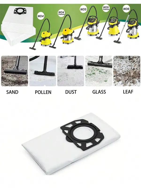 1/5/10pcs Karcher WD4 Vacuum Cleaner Dust Bags Filter Bags Sweeper Accessories,Tool Accessories 4