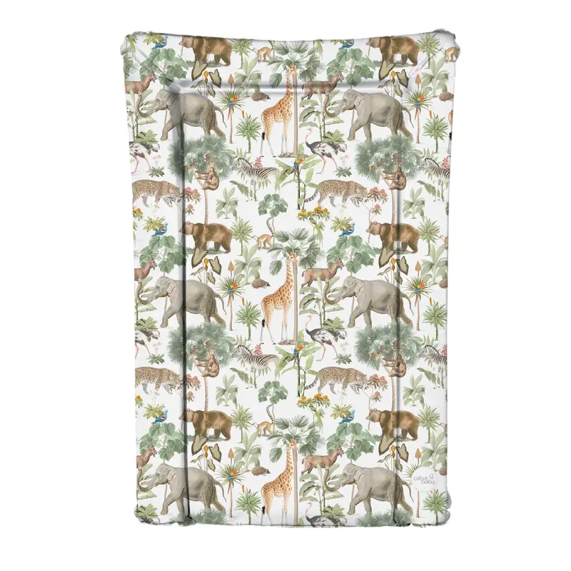 Deluxe Unisex Baby Waterproof Changing Mat with Raised Edges Colourful Safari 0