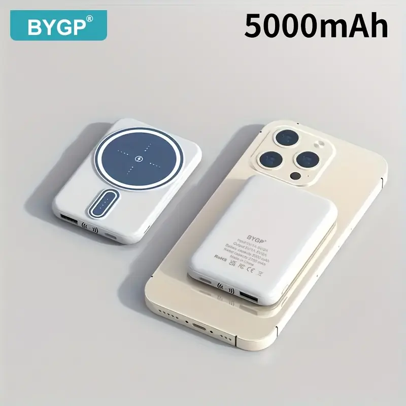 5000mAh Magnetic Wireless Power Bank for iPhone 15 Pro/14/13/12 & Android | LED Display | Portable Fast Charging | Travel Emergency Backup | Perfect Gift Tablet Smartphone
