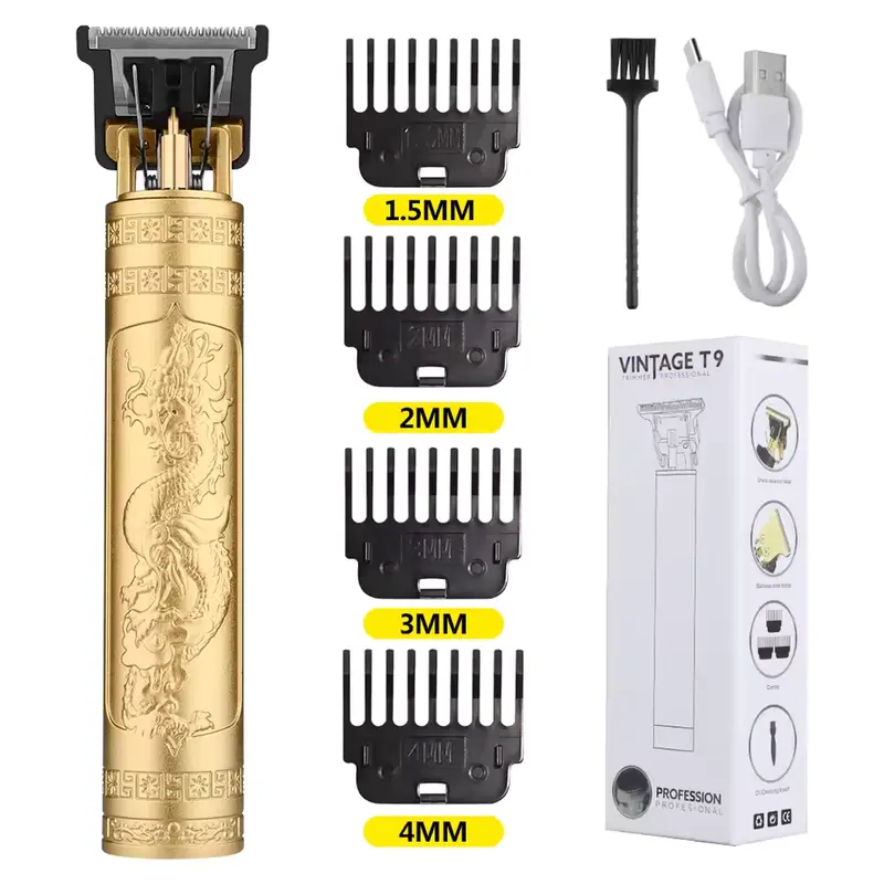 Men's Retro T9 Haircutting Machine Set with Trimmer and Electric Shaver for Sensitive Areas - Comfort 0
