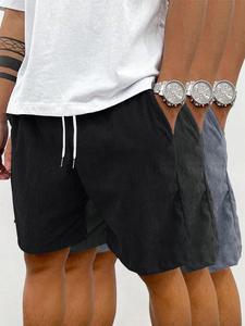 Men's Solid Pocket Corduroy Shorts, Casual Loose Comfy Breathable Shorts for Summer, Men's Bottoms for Daily Wear