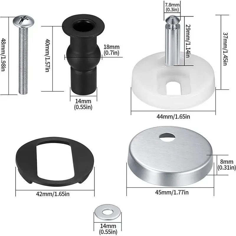 Exquisite Pair of Top-Fix WC Toilet Seat Hinge Fittings and Release Hinges Kits. 1