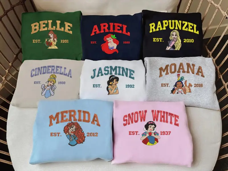 Embroidered P.r.i.n.c.e.s.s Character Sweatshirt, Cozy Sweatshirt, Unique Apparel,Cute Fashion, Gift For Her ESH4390-4399 1