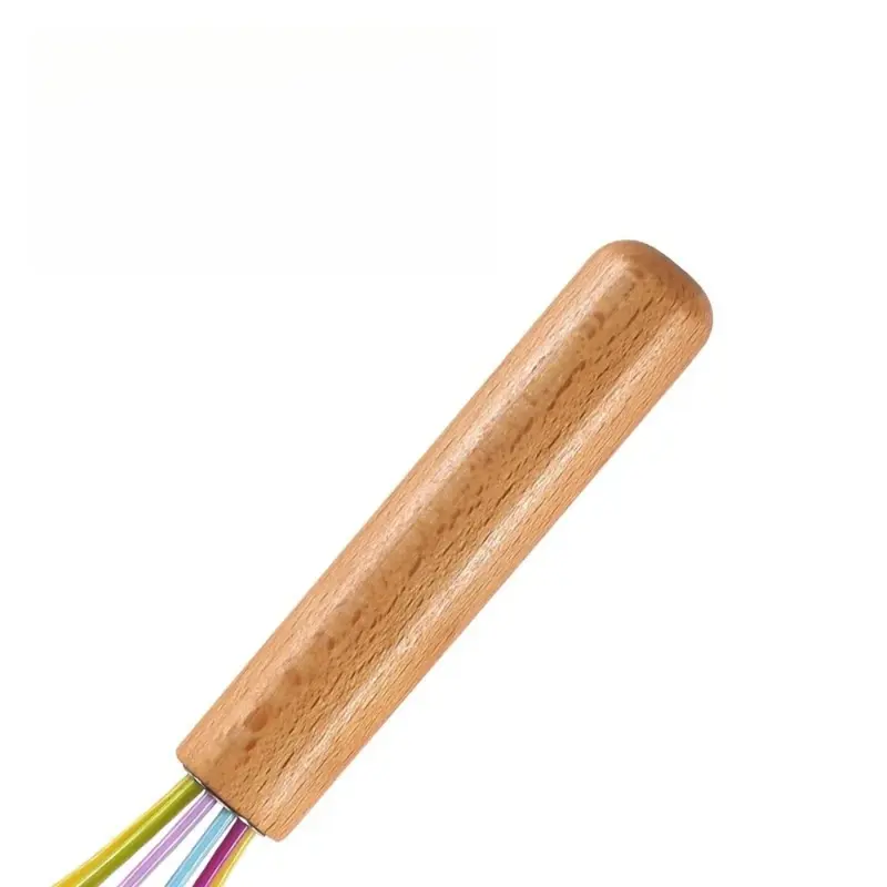 1pc silicone egg beater 10-inch wooden handle manual cake creamer and noodle mixer baking tool 3