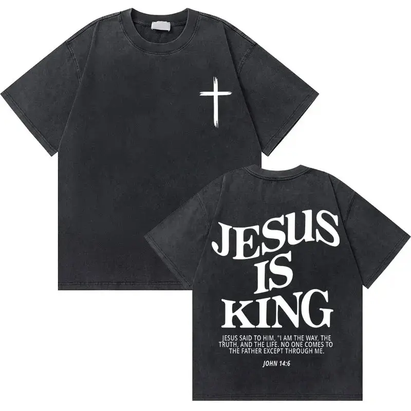Black Washed Vintage Christian Oversized T Shirt 6