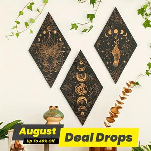 Boho Style Moon & Butterfly Pattern Hanging Decor, 3 Counts/set Wooden Wall Hanging Ornaments, Wall Art for Home Living Room Bedroom, Home Decor, Bedroom Accessories, Fun Furniture