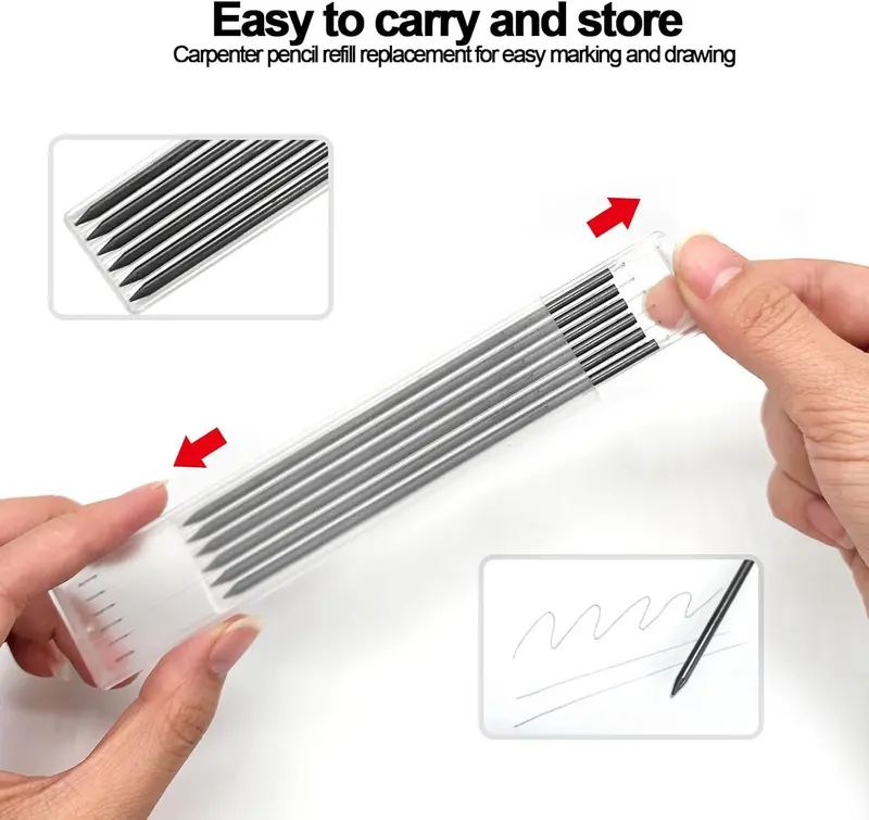24pcs Pencil Refills, 2.8mm Pencil Refills for Carpenter Pencils, Solid Deep Hole Mechanical Construction Pencil Replacements, Pencil Lead for Marking and Drawing (Black) 2