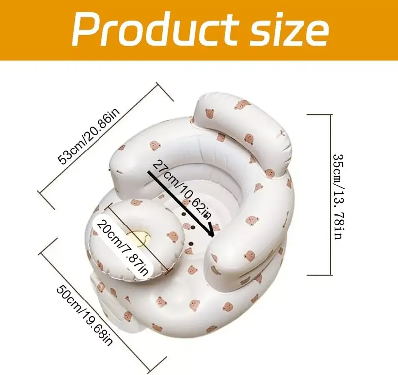 Inflatable Baby Chair, 1 Count Cute Cartoon Pattern Inflatable Baby Seat, Baby Inflatable Sofa Chair, Baby Furniture for Home 8
