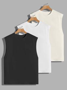 Men's Solid Color Tank Top, Casual Comfy Breathable Sleeveless Top for Summer, Men's Clothes for Daily Wear, Socks