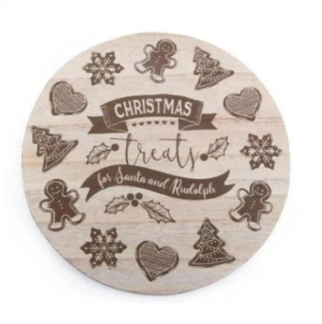 Santa Treat Plate 25cm Wooden