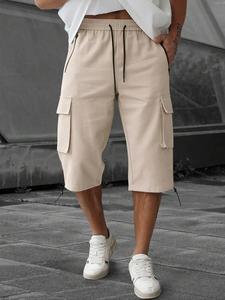 Men's Solid Multi-pocket Shorts, Regular Fit Street Style Casual Fashion Comfy Drawstring Waist Shorts for Summer, Men's Athleisure Bottoms for Daily Wear, Streetwear