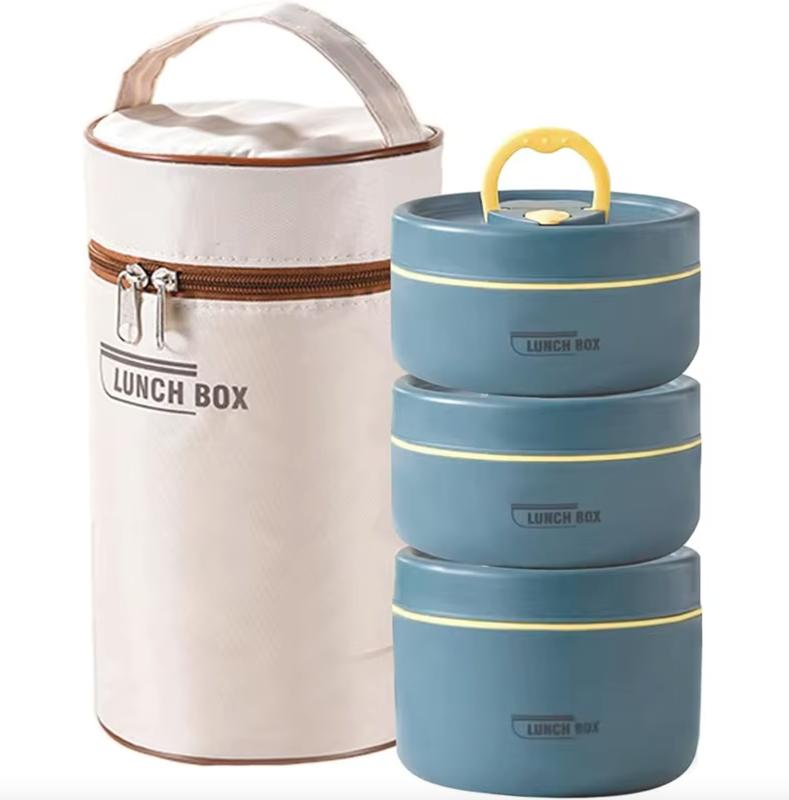 Portable Insulated Lunch Box Set – 3 Stackable Thermal Food Containers for Adults & Kids | Leakproof & Travel-Friendly 6