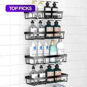 Bathroom Storage Rack, 4 Counts/set Adhesive Shower Organizer Shelves, Waterproof Bathroom Supplies #TOP PICKS