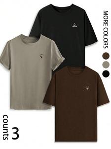 【Plus Size】 Graphic Print Tee, Casual Comfy Short Sleeve T-shirt for Summer, Men's Plus Size Clothing for Daily Wear