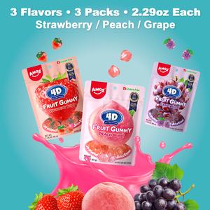 Amos 4D Gummy Sweets Strawberry Burst shop, Strawberry Candy Centre Filled, Fruit Snacks Natural Flavor, Resealable 65g Bag,gummy gel, sweets bundles