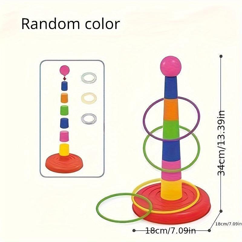 Vibrant Multi-Colored Ring Toss Game - Durable PET Material Interactive Indoor/Outdoor Play Toy with Ball Top - Ideal Gift for Youngsters 1