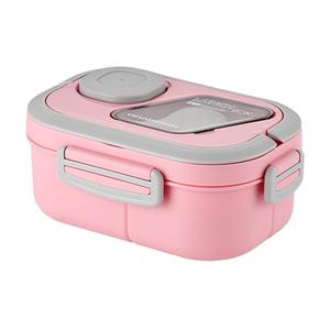 Lunch Box with Spoon, 1 Count Double Layer Large Capacity Bento Box, Portable Food Storage Container for Home Office Use, Camping Tableware