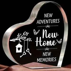New Home Gift, Heart Shaped Acrylic Plaque Ornament, Creative Signage Home Decor, Housewarming Gift for Couple, Friend, Family