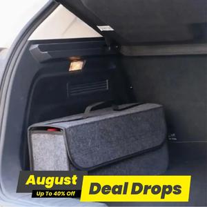 Large Capacity Felt Car Trunk Storage Box, Portable Foldable Car Trunk Organizer, Car Interior Decor Storage Container with Handle, Universal Car Accessories