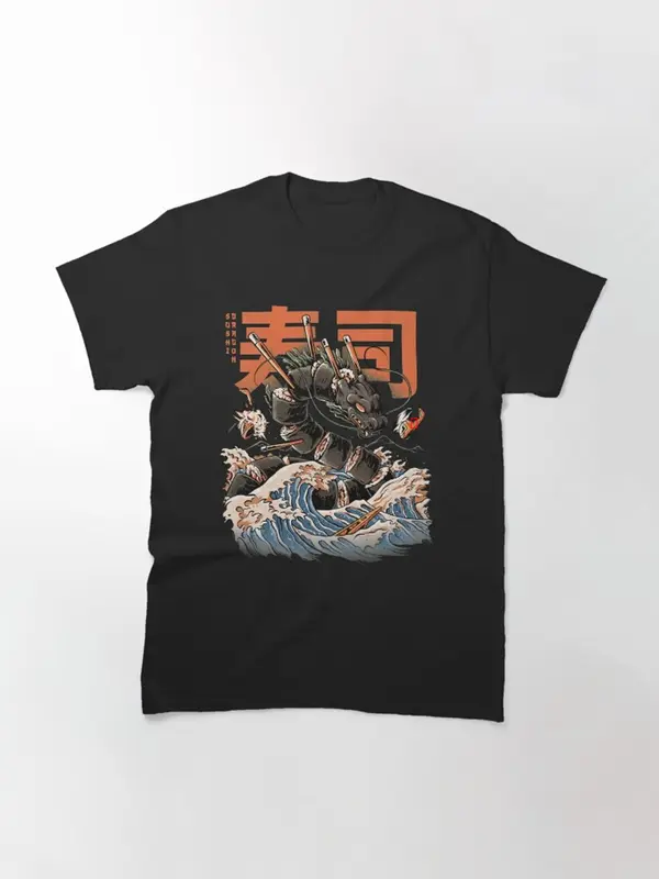 Black Sushi Dragon T-Shirt – Japanese Art Tee – Soft Cotton Feel – Gift for Sushi Lovers & Dragon Fans 4 2