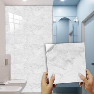 Marble Pattern Wall Sticker, 10pcs Waterproof & Oilproof Self-adhesive PVC Tile Sticker, Decorative Wall Sticker For Kitchen Bathroom Home Decor