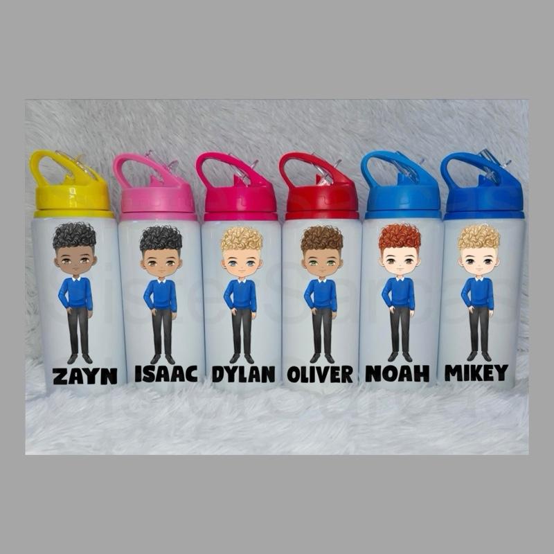 Boy Kids Personalised Metal Water Bottle Back to School Gift Birthday Party Bag Filler Drinkware 0