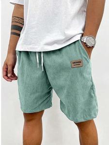 Men's Letter Print Contrast Trim Drawstring Waist Shorts, Loose Casual Comfy Breathable Shorts for Daily Outdoor Wear, Men Bottoms for Spring & Fall