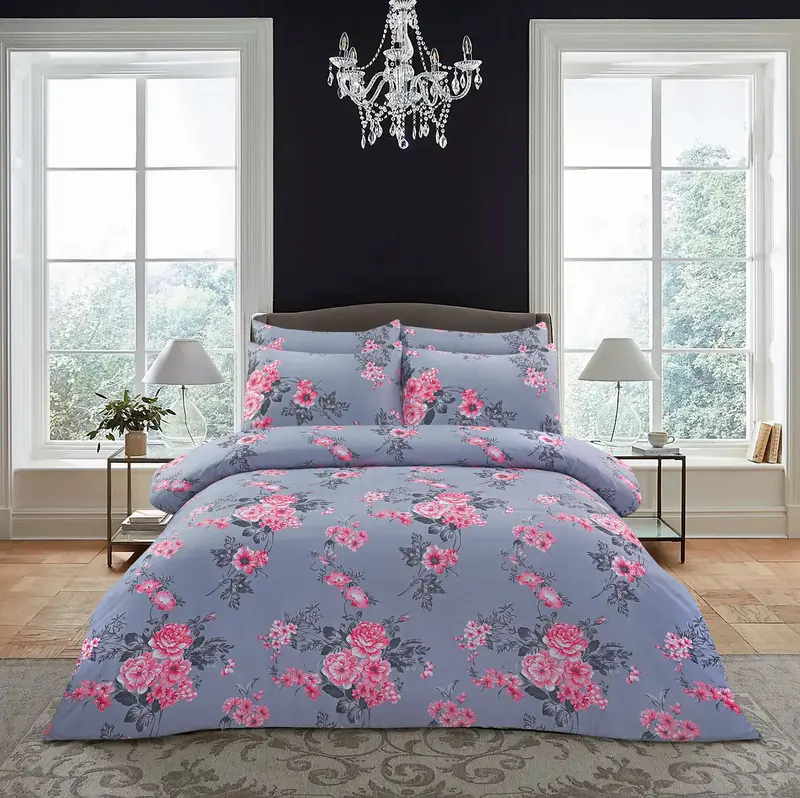 4 Piece Luxury Bedding Set – Includes Duvet Cover, Fitted Sheet, 2 Pillowcases – Super Soft, Breathable Fabric – Elegant Floral, Greek, and Jacquard Designs – Perfect for Double, King Beds – Easy Care, Machine Washable, Hotel Quality 3