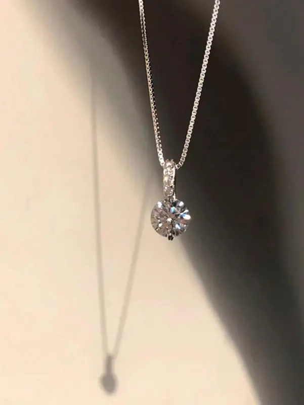 1pc Women's Sparkling Necklace with Cubic Zirconia Teardrop Pendant, Clavicle Chain, Valentine's Day Gift, Wedding Party Jewelry 2