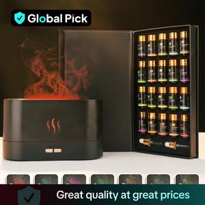 Colorful Flame Air Aroma Diffuser Humidifier with Essential Oils, Long-lasting Scents Aromatherapy Diffusers, Aromatherapy Machine, 7 Flame Colors Noiseless Essential Oil Diffuser for Home, Yoga, Fragrance Machine, Humidifier Set, USB Powered Humidifier