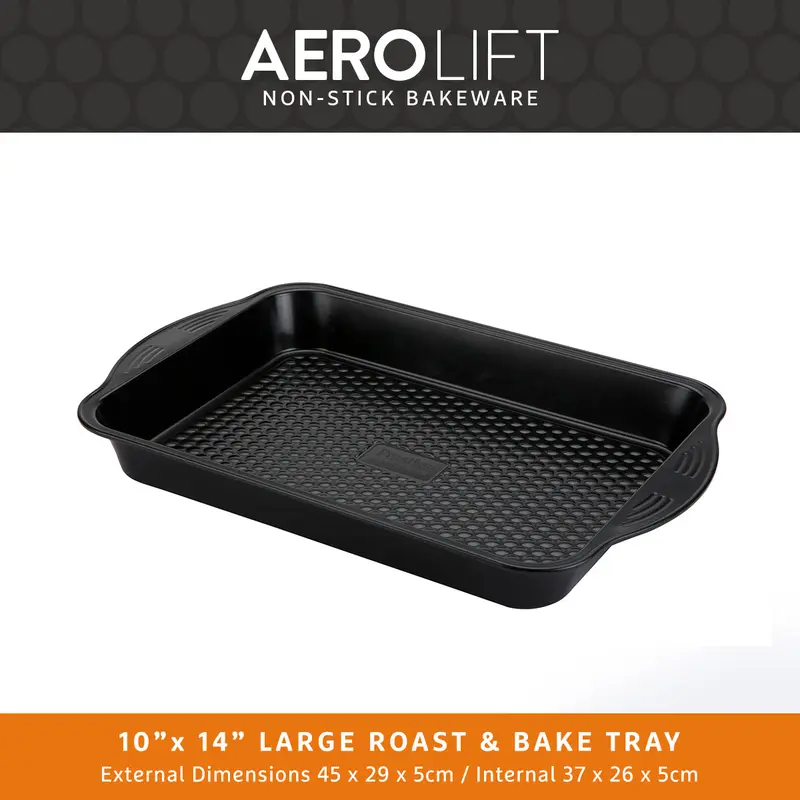 Prestige Aerolift Oven Tray Set Non Stick Large Bakeware for Oven - Pack of 2 Baking Tray, Perfect For Brownies, Carbon Steel, Extra Large Handles 4