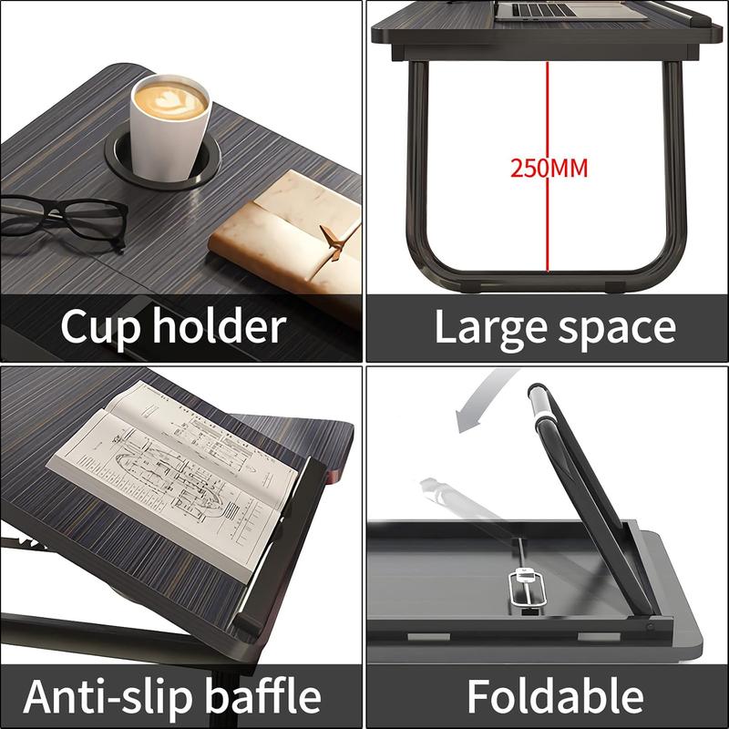 Laptop Desk, Laptop Bed Table with Foldable Legs & Cup Slot, Reading Holder Notebook Stand Breakfast Bed Tray Book Holder for Sofa, Bed, Terrace, Balcony foldable  tray bed  table sofa  tray folding  desk 8
