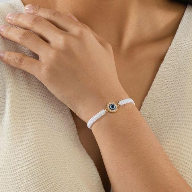 Unisex Crystal-Studded Devil's Eye Drawstring Bracelet 2