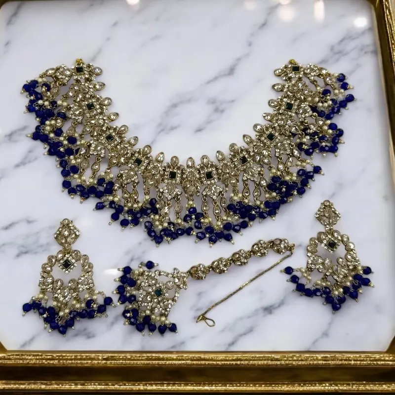Chohans; Jhalier necklace set ,Earring And Tika 1