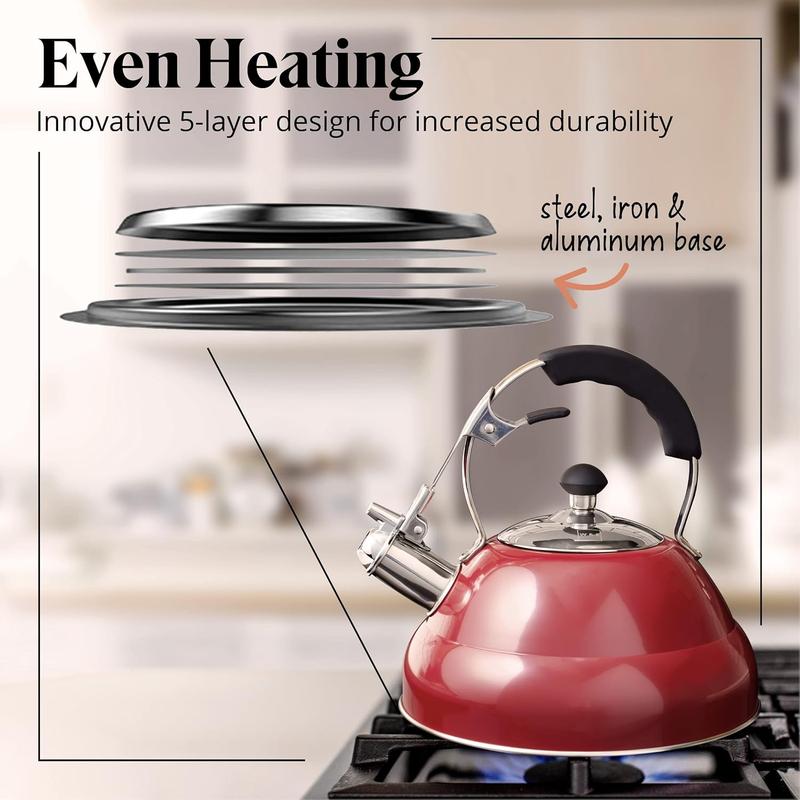 Whistling Kettle - 3 Litre Stovetop Kettles W/Mirror Finish - Camping Kettle with Infuser for Induction & Gas Stove - Camping Accessories & House Warming Gifts 5