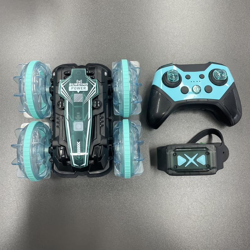 1pc, Remote Control Toy Car, Amphibious Stunt Off-Road Vehicle, Outdoor Toy, Outdoor Game. Can Be Water Floated. Double Controller, Remote Control with Bracelet Remote and Gesture Control. Supports Gesture Operations. 2025, New Year. Festival Gift 5