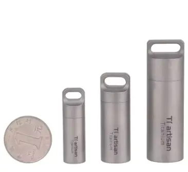 Tiartisan Titanium Mini EDC Tools Portable Sealed Medicine Bottle Home Outdoor Pill Box Waterproof Titanium Pill container 5