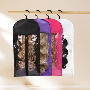 Wig Storage Bag, Zipper Transparent Dustproof Design Wig Storage Bag, Hair Extension Hanger, Wig Tool, Durable Cover, Black Wigs Accessories for Salon & Home Use, Household Items, Reusable Plastic Cover