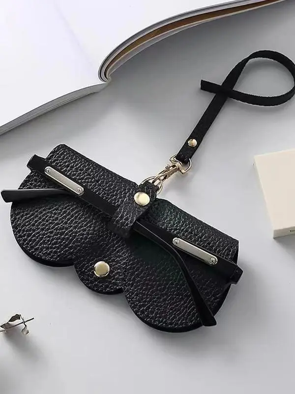 Summer cute lady sunglasses protective case, plain artificial leather design, high-quality glasses case, luxurious sunglasses bag, creative and fashionable portable glasses case 2