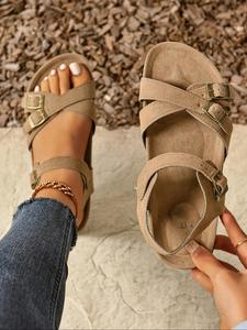 Women's Fashionable Sandals, Ankle Strap Sandal, Casual Comfortable Flat Sandals for Summer, Lightweight Breathable Shoes for Daily Wear