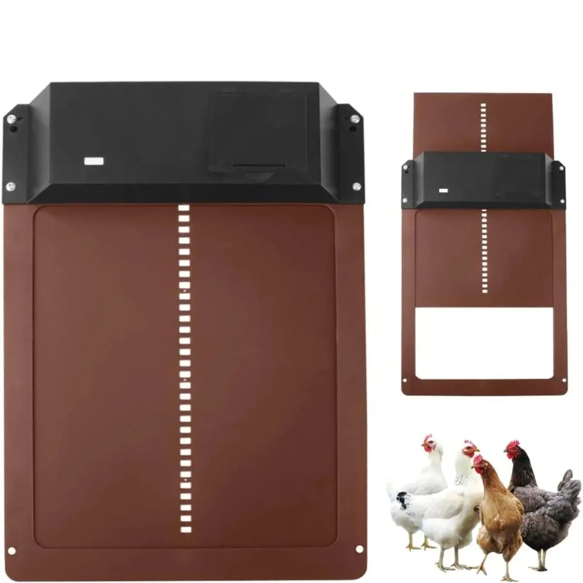 Automatische Hühnerklappe, Elektrische Hühnerklappe，Hühnertür Türöffner Elektrisch HüHnerstall HüHnerklappe HüHnertüR Für HüHnernest HüHnerhaus Entenhaus (Braun)