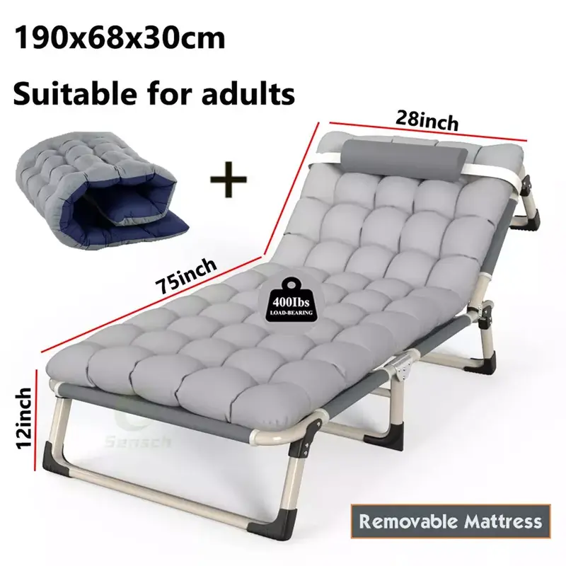 Sun Lounger Folding Recliner Chair Reclining Outdoor Bed ( with Cushion ) 1