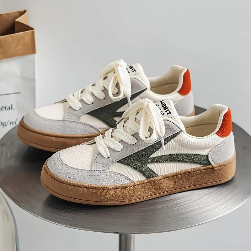 Men's 2024 Vintage-Style Skateboarding Sneakers - Low Top Korean Trendy Sports Shoes, All-Season Canvas Upper, Rubber Sole & Insole, Lace-Up Round Toe for Everyday Casual Wear and Roller Skating 5