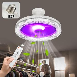 E27 Socket Fan Light with Remote Control, RGB Light Socket Fan Light, Unlimited Dimming, Three-speed Wind Speed, Timeable Ceiling Fan Light for Small Rooms