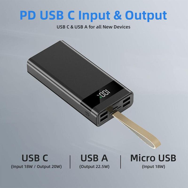 20000mAh Power Bank Portable Fast Charger 4 USB High Volume LED Battery Pack battery  power  bank wireless  magnetic  power  bank 4