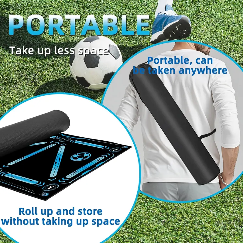 Football training equipment, football training mat. It can improve strength, agility and coordination. It has anti-slip function, is silent and can absorb the impact. It is a training mat for football footwork skills. 3