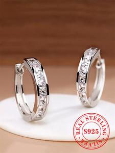 925 Sterling Silver Fashionable Hoop Earrings, Fashion Jewelry for Party, Daily Clothing Decor, Trendy All-match & Exquisite Jewelry for Birthday Gift