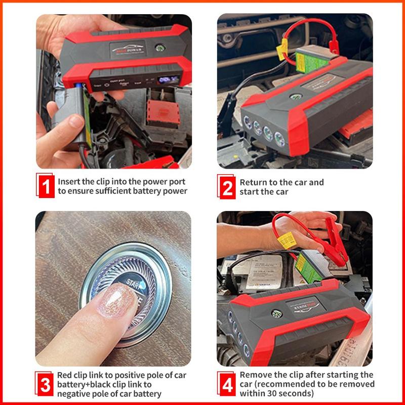 Car Jump Starter 99900mAh Portable Battery Booster with LED Flashlight for Up to 3.0L Gas Cars move  socket 4